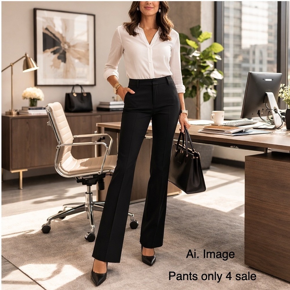 Talbots Barely Boot Black Dress Pants Womens 8 Bootcut Full Length Office Career